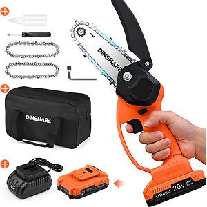 DINSHARE Electric 4-in Mini Chainsaw with 20V Battery & Charger