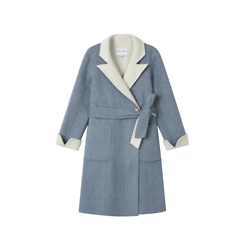 payton reversible wool coat - blue & ivory