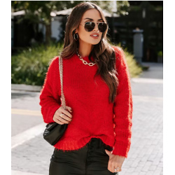 DORIS KNIT PULLOVER SWEATER - RED
