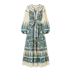 Printed cotton-blend voile maxi dress