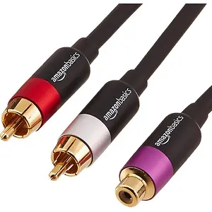 Amazon Basics 2-Male to 1-Female RCA Y-Adapter Splitter Cable, 10-Pack