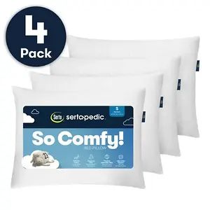 Serta So Comfy Bed Pillow, Standard, 4 Pack