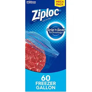 Ziploc Gallon Food Storage Freezer Bags 60 Count