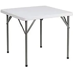 Flash Furniture 2.85-Foot Square Granite White Plastic Folding Table