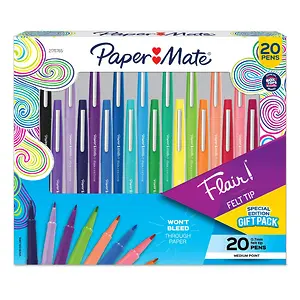 Paper Mate Flair Felt Tip Pens, Medium Point, 0.7mm, 20-Count
