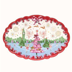 Christmas Oval Scallop Serving Platter
