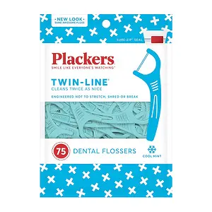 Plackers Twin-Line Dental Floss Picks, 75 Count