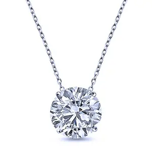 JeenMata 1 ct Round Cut Real Moissanite Solitaire Pendant Necklace