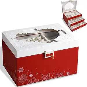 KAMIER Jewelry Boxes for Women with Glass Lid