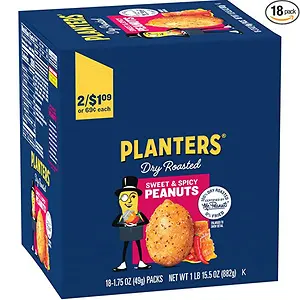 Planters Sweet and Spicy Dry Roasted Peanuts, 1.75 oz. (18-Pack)
