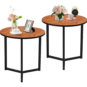 VECELO Round End Coffee Side Table Set of 2