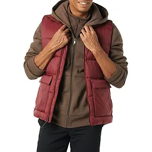 Amazon Essentials Mens Water-Resistant Sherpa-Lined Puffer Vest