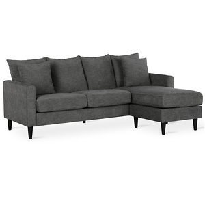 DHP Keaton Reversible Sectional with Pillows, Gray