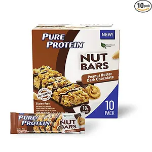 Pure Protein Nut Bars, Peanut Butter Dark Chocolate 1.65 oz., 10 Pack