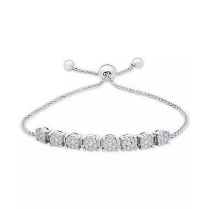 Macy's Diamond Cluster Bolo Bracelet 1/5 ct. t.w in Silver