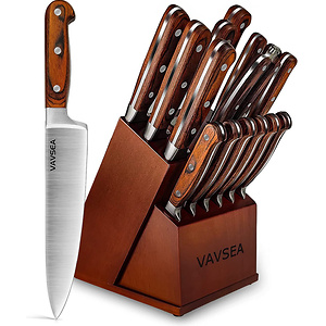 Vavsea 16-Pieces Kitchen Knife Set with Block