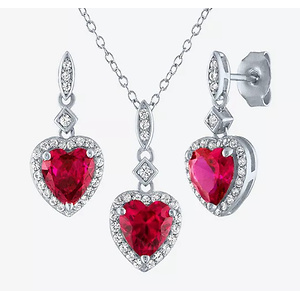 Lab Created Red Ruby Sterling Silver Heart 2-pc. Jewelry Set