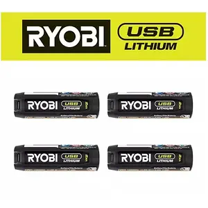 RYOBI USB Lithium 2.0 Ah Rechargeable Batteries, 4-Pack