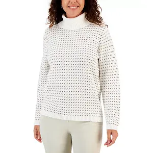 Karen Scott Womens Cotton Jersey Turtleneck Sweater
