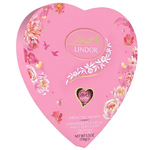 Lindt LINDOR Valentine's Strawberries and Cream White Chocolate Candy 