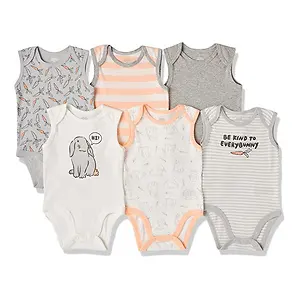 Amazon Essentials Unisex Babies Sleeveless Bodysuits, 6-Pack