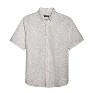 Pronto Uomo Modern Fit Short Sleeve Sport Shirt, Taupe Botanical