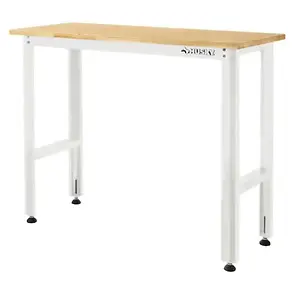 Husky 4 ft. Solid Wood Top Workbench in White