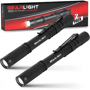 GearLight S100 LED Pocket Pen Light, 2-Pack