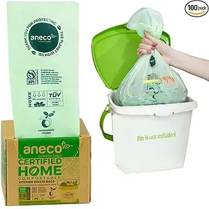 ANECO 100% Compostable Trash Bags 2.6 Gallon
