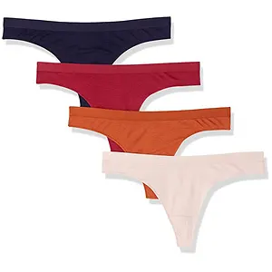Amazon Essentials Womens Ribbed Thong Underwear, 4-Pack