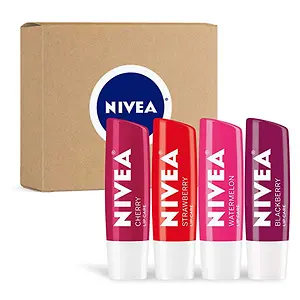 NIVEA Lip Care, Fruit Lip Balm Variety Pack, Tinted Lip Balm, 0.17 Oz