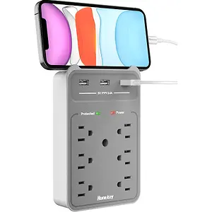 Multi Plug Outlet Extender 3 USB Ports 3.4 Amp with Phone Cradle