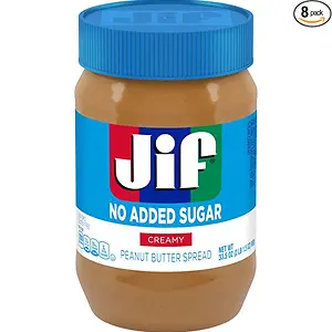 Jif No Added Sugar Creamy Peanut Butter Spread, 33.5 Ounces