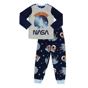 NASA Boys Classic 2 Pc Long Sleeve Long Pant Fleece Pajama Set
