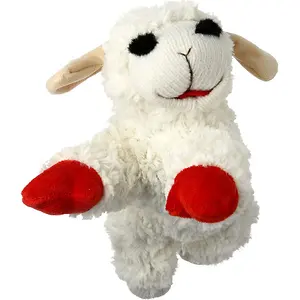 Multipet Plush Dog Toy, Lambchop, 10", White/Tan, Small
