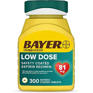 Aspirin Regimen Bayer 81mg Enteric Coated Tablets 300 Count