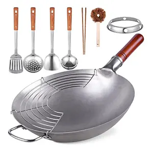 Teewe Carbon Steel Wok Traditional Hand Hammered Wok