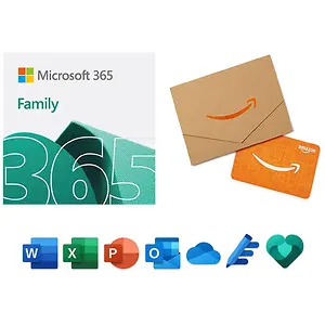 Microsoft 365 Family 12Mo Subscription Digital + $50 Amazon GC