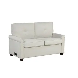 Lifestyle Solutions Anton Loveseat with Power, Beige Linen Look