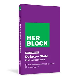 H&R Block Tax Software Deluxe + State 2022 Key Card