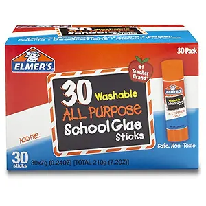 Elmer's All Purpose School Glue Sticks, Washable, 7 Gram, 30 Count