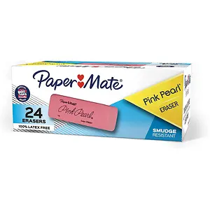 Paper Mate Pink Pearl Erasers, Medium, 24 Pack