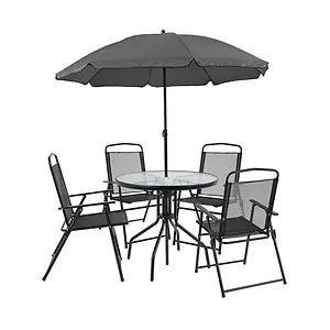 Flash Furniture Nantucket 6 Piece Brown Patio Garden Set 