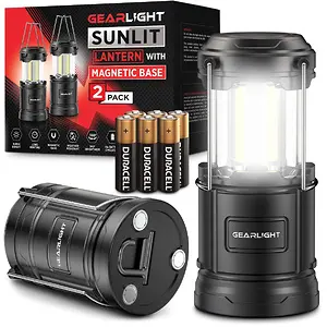 GearLight Sunlit Camping Lantern with Magnetic Base, 2-Pack