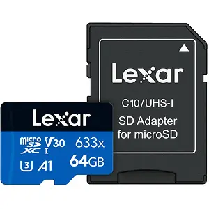 Lexar High-Performance 633x 64GB microSDXC UHS-I Card with Adapter