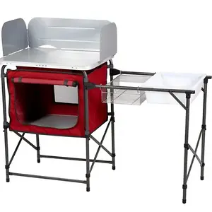 Ozark Trail Camping Table, Silver and Red