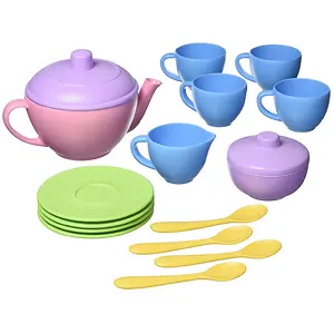 Green Toys Tea Set Pink 4C 17 Piece Pretend Play