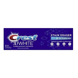 Crest 3D White Stain Eraser Toothpaste Icy Clean Mint 3.1 Oz