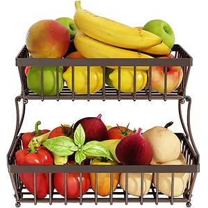 GILLAS 2 Tier Fruit Basket Countertop for Kitchen