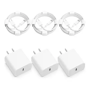 CQDKWG MFi Certified 20W PD USB C Wall Charger 6FT Cable, 3-Pack